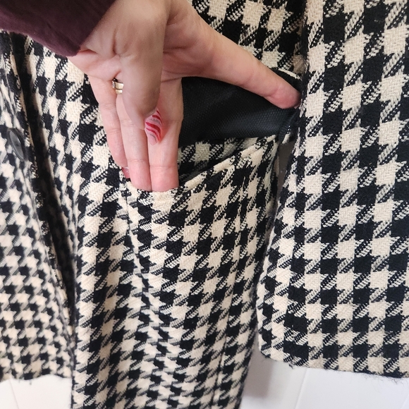 Vintage Oversized Wool Silk Plaid Boyfriend Blazer Jacket Preppy Academia Medium - Picture 7 of 14